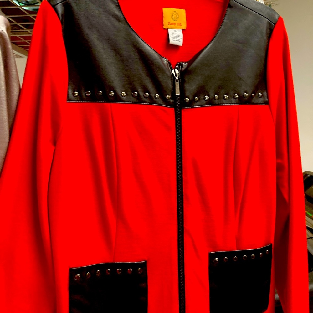 Leather like trim jacket